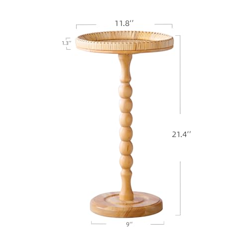 Rattan Round Small Side Table with Solid Wood Leg X5326