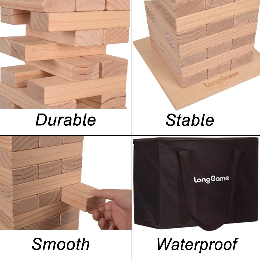 Jumbo Wood Stacking Lawn Yard Game with Carry Bag H3697