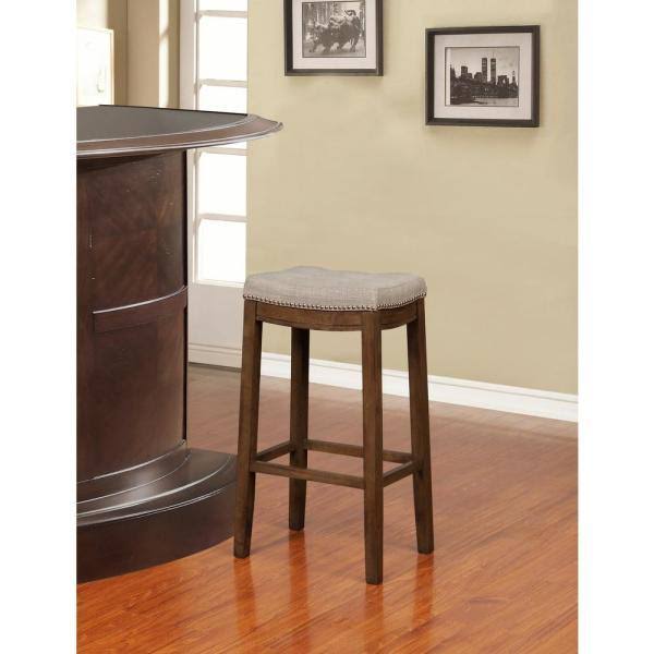 Gray and Rustic Backless Bar Stool X3071