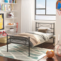 Twin Size Black Metal Platform Bed Frame with Headboard and Footboard L359