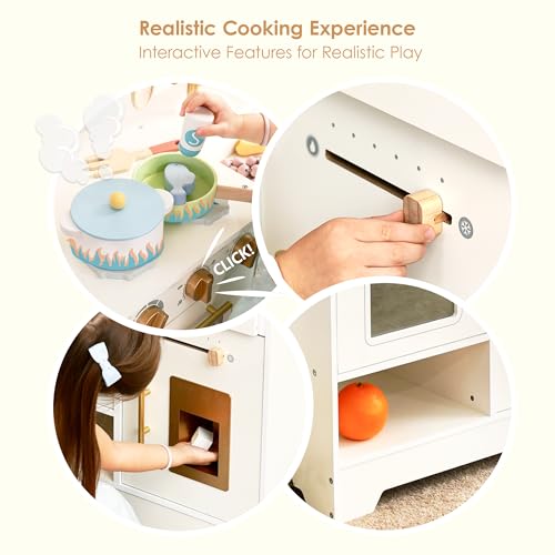 White Wooden Play Kitchen Set with Sink, Stove, Oven & Microwave E554571
