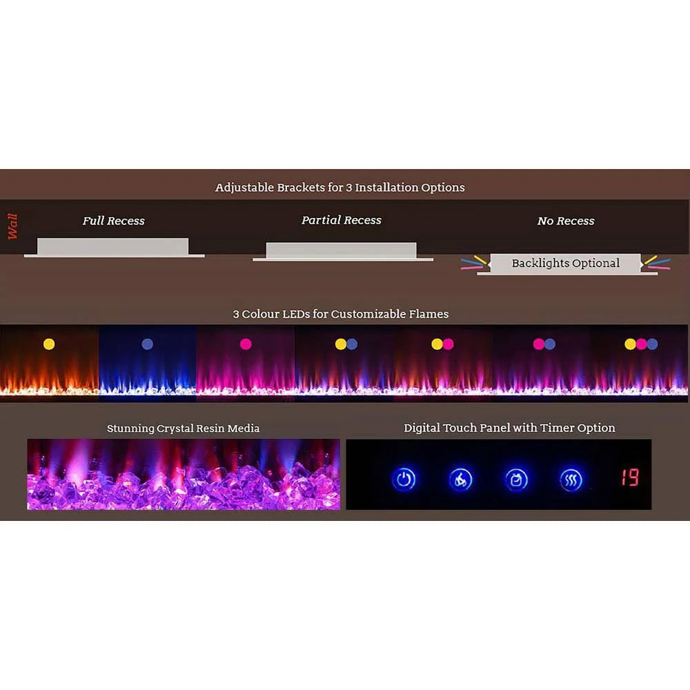 Black Wall-Mount Electric Fireplace I199283