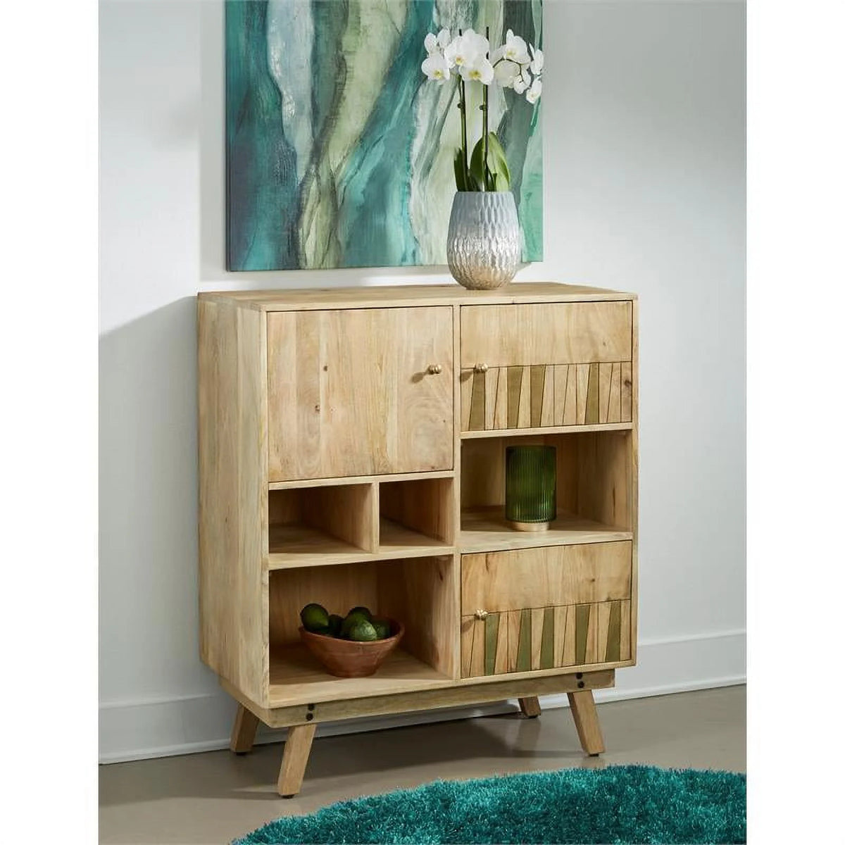 Natural Three Door Tall Wood Cabinet H698304