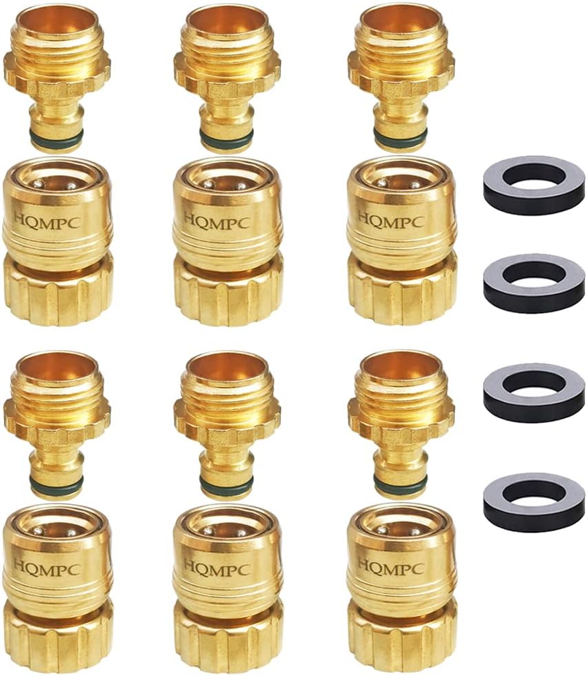 Brass Hose Connector 3/4" GHT (6 Sets) Pack of 2 D609