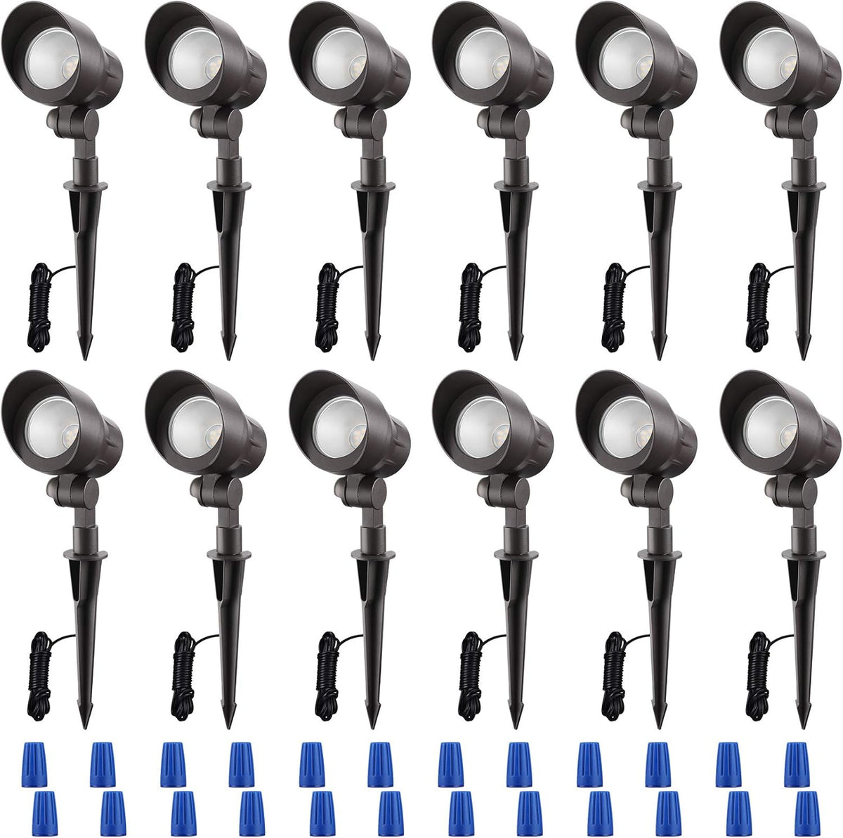 12-Pack LED Landscape Spotlight, 4W 12V, Bronze Aluminum, 3000K Warm White T4115