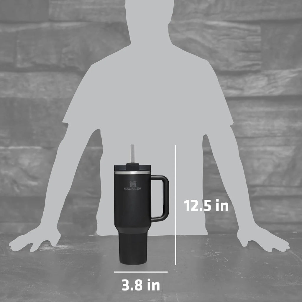 40 oz Black Stainless Steel Insulated Tumbler with Lid and Straw O3516