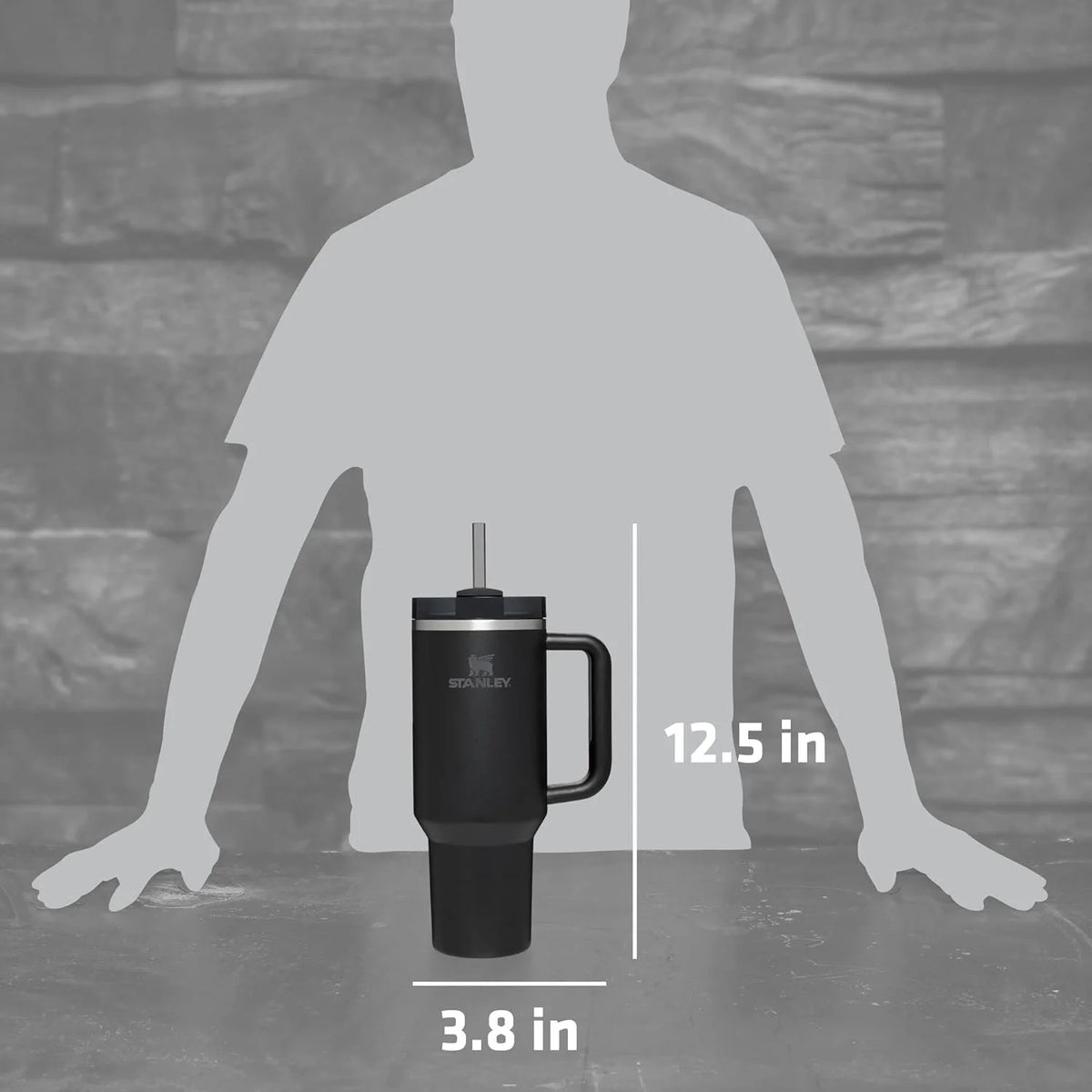 40 oz Black Stainless Steel Insulated Tumbler with Lid and Straw O3516