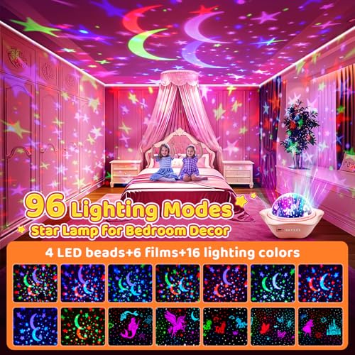 96 Lighting Modes Star Projector 360° Rotating Rechargeable Night Light U7389
