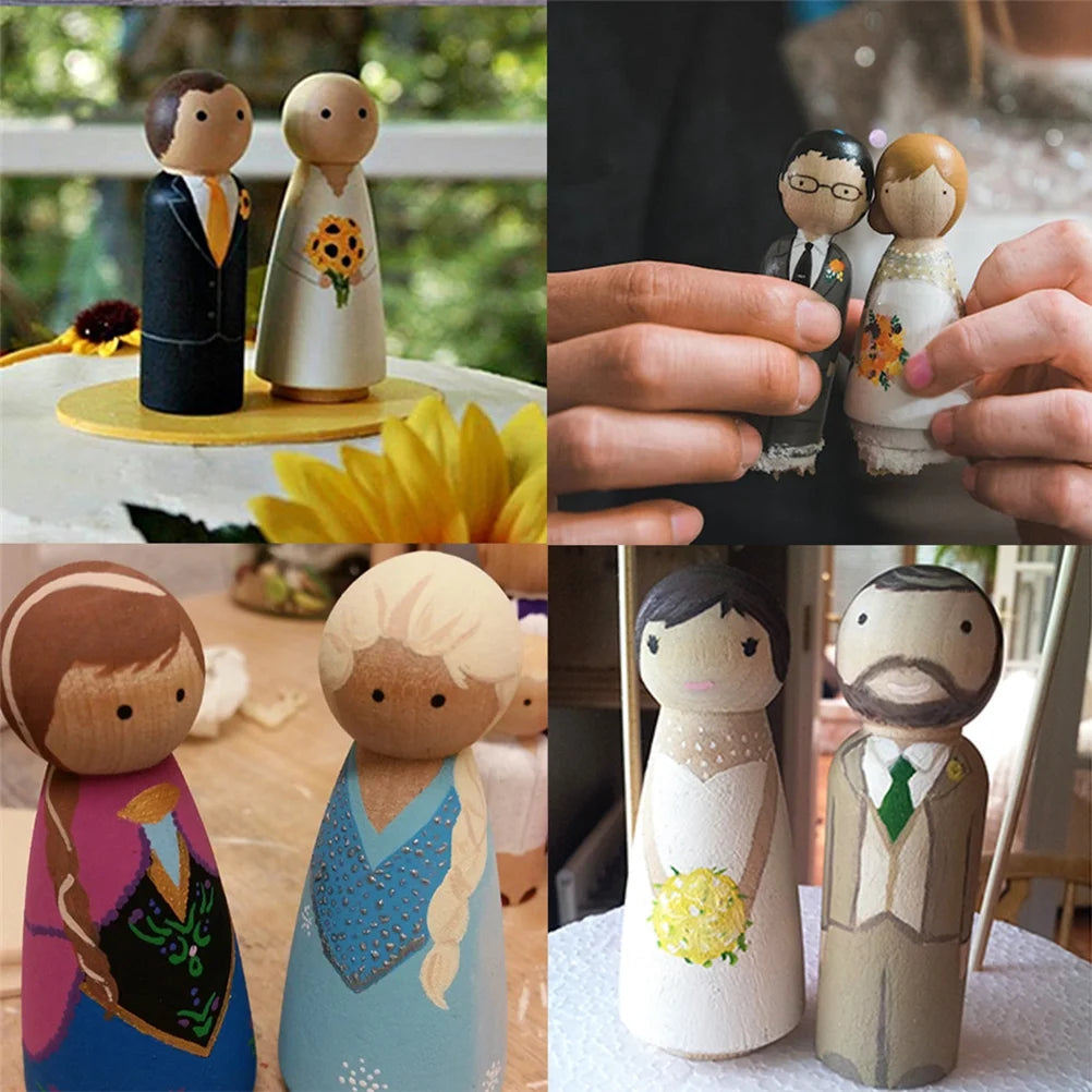 10 Pcs Wooden Bamboo Peg Dolls to Paint R801536