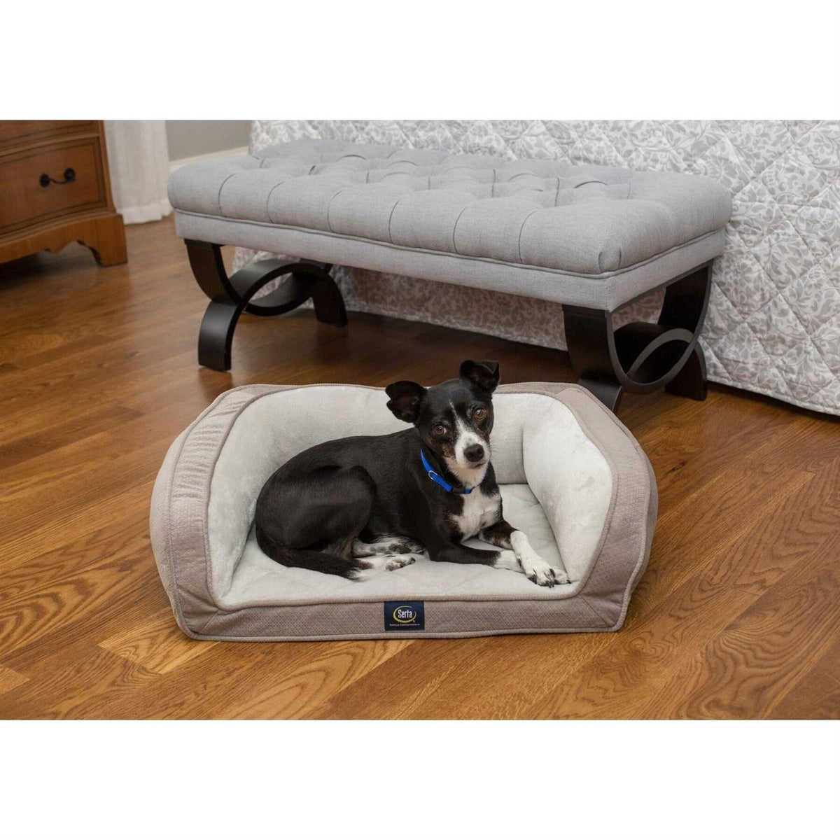 Quilted Orthopedic Bolster Dog Bed Y4552