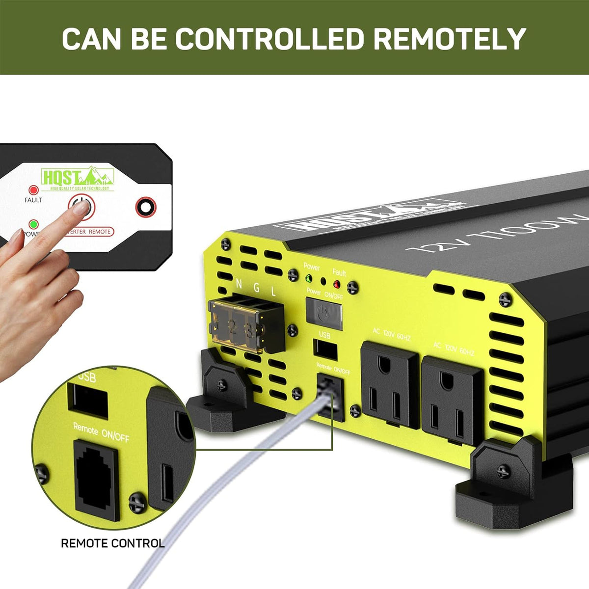 1100 Watt Power Inverter 12V DC to 120V AC Converter with Dual AC Outlets USB X100