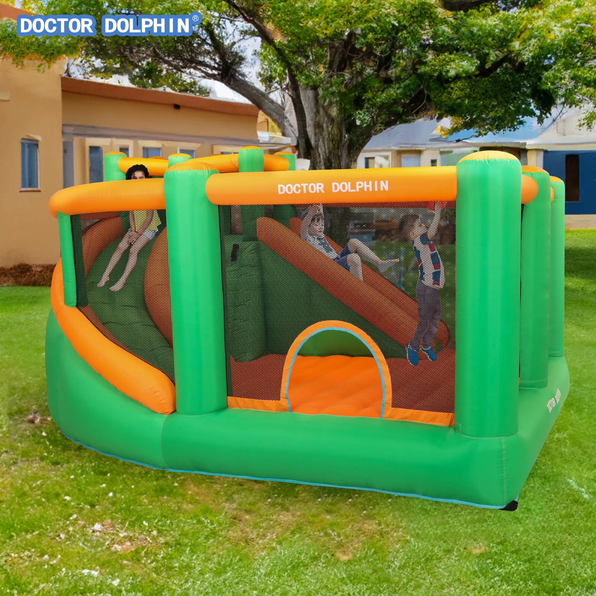 Inflatable Bounce House with Double Slide K649365