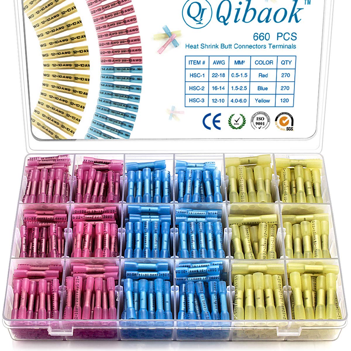660 PCS Waterproof Insulated Heat Shrink Butt Connectors Y9712