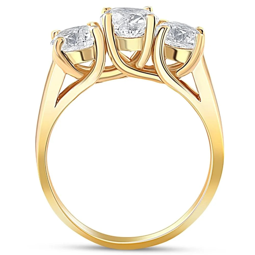3ct Diamond Three Stone Ring 14k Yellow Gold H179371