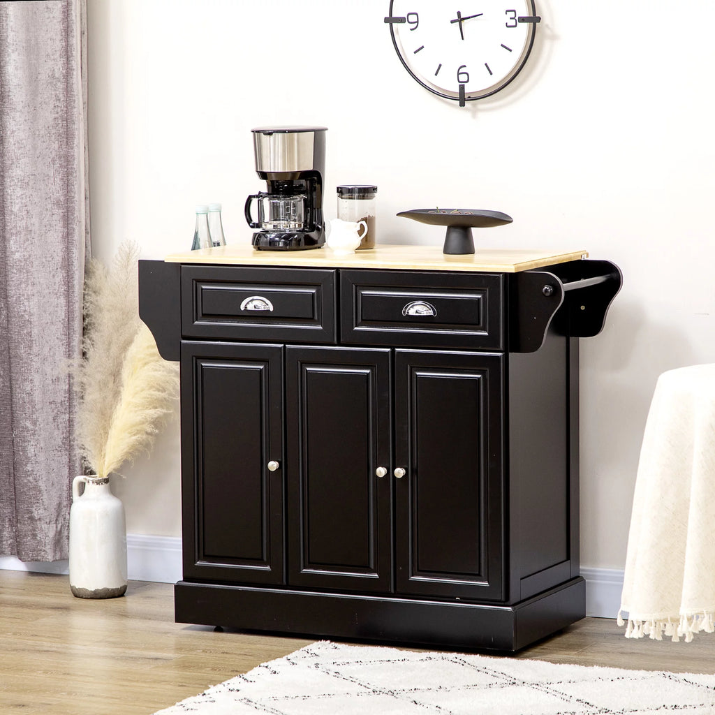 Kitchen Island on Wheels Black Storage Cabinet R45551