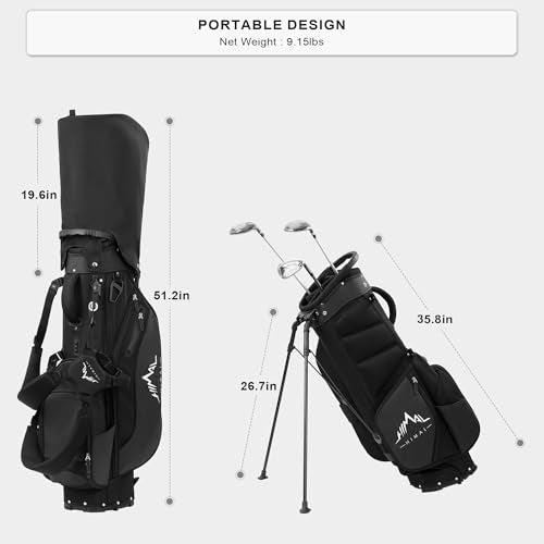 Lightweight Golf Stand Bag with 5 Way Full-Length Dividers and 8 Pockets J559781