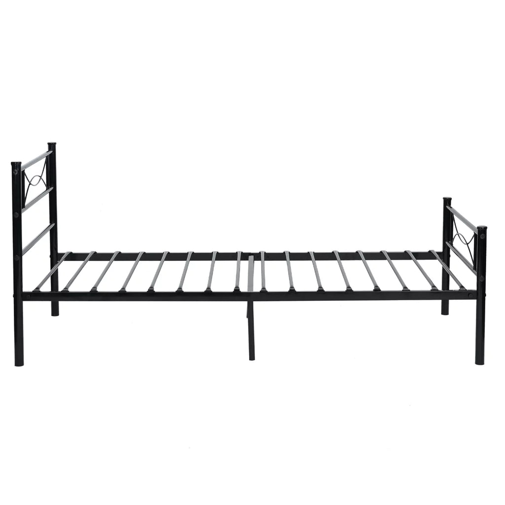 Twin Size Black Metal Platform Bed Frame with Headboard and Footboard L359