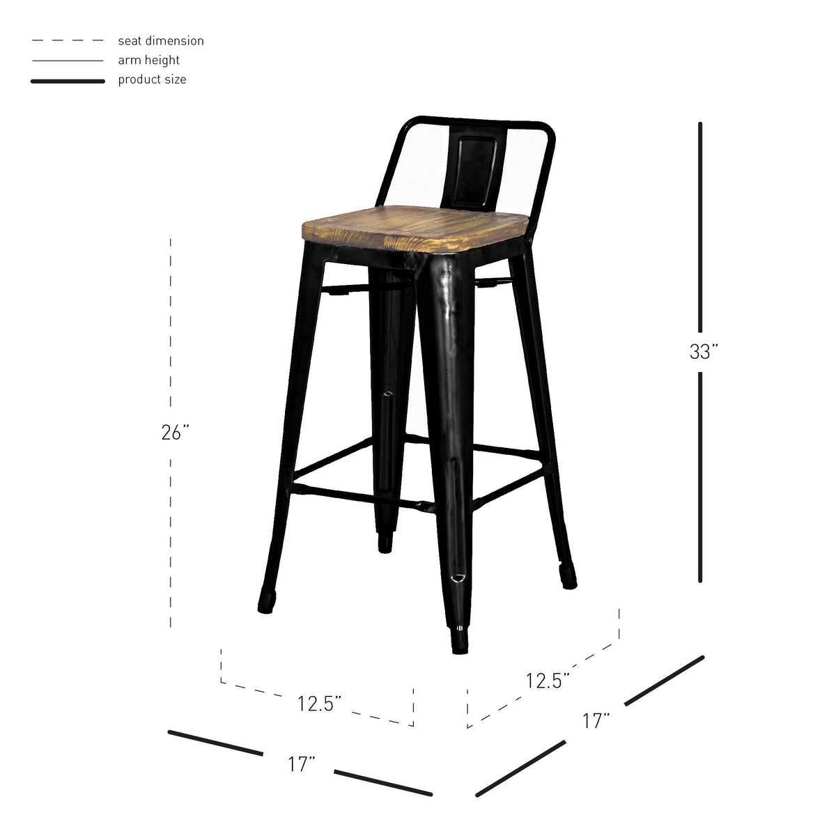 Orange Low Back Counter Stool Set of 4 D424294