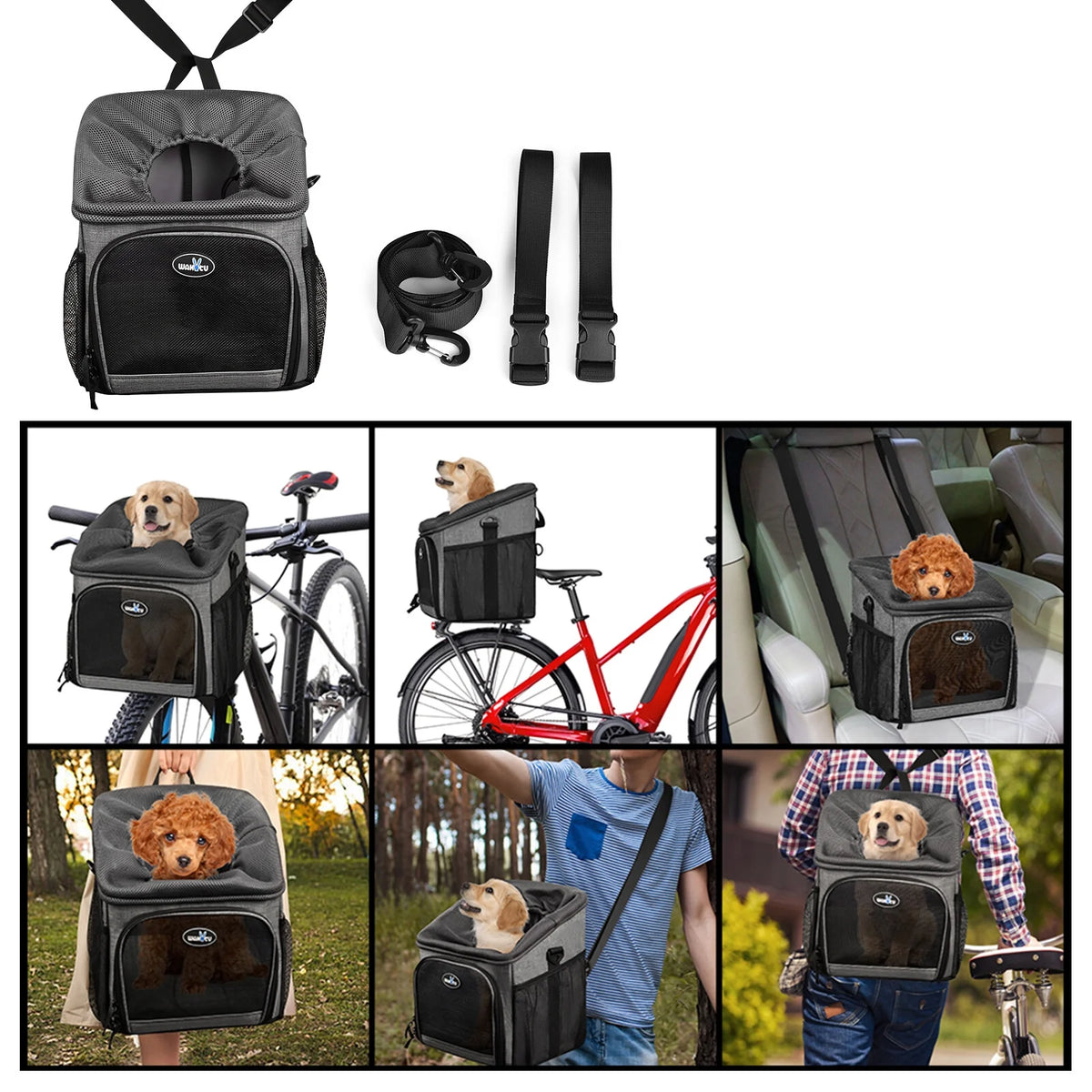 Foldable Removable Pet Bicycle Carrier Backpack O294