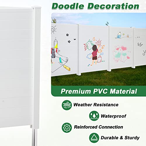 White 2 Panel Outdoor Privacy Screen with Iron Stakes Z1309