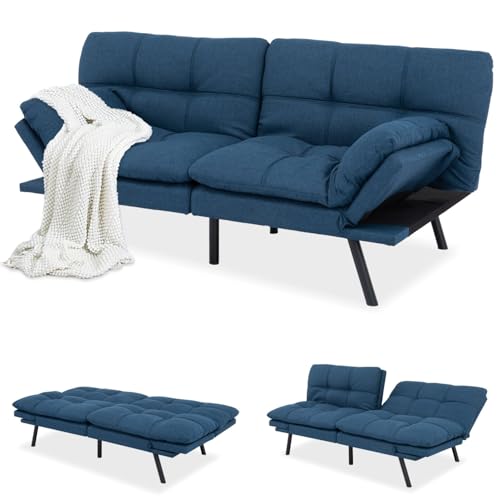 Black Faux Leather Futon Sofa Bed H352304