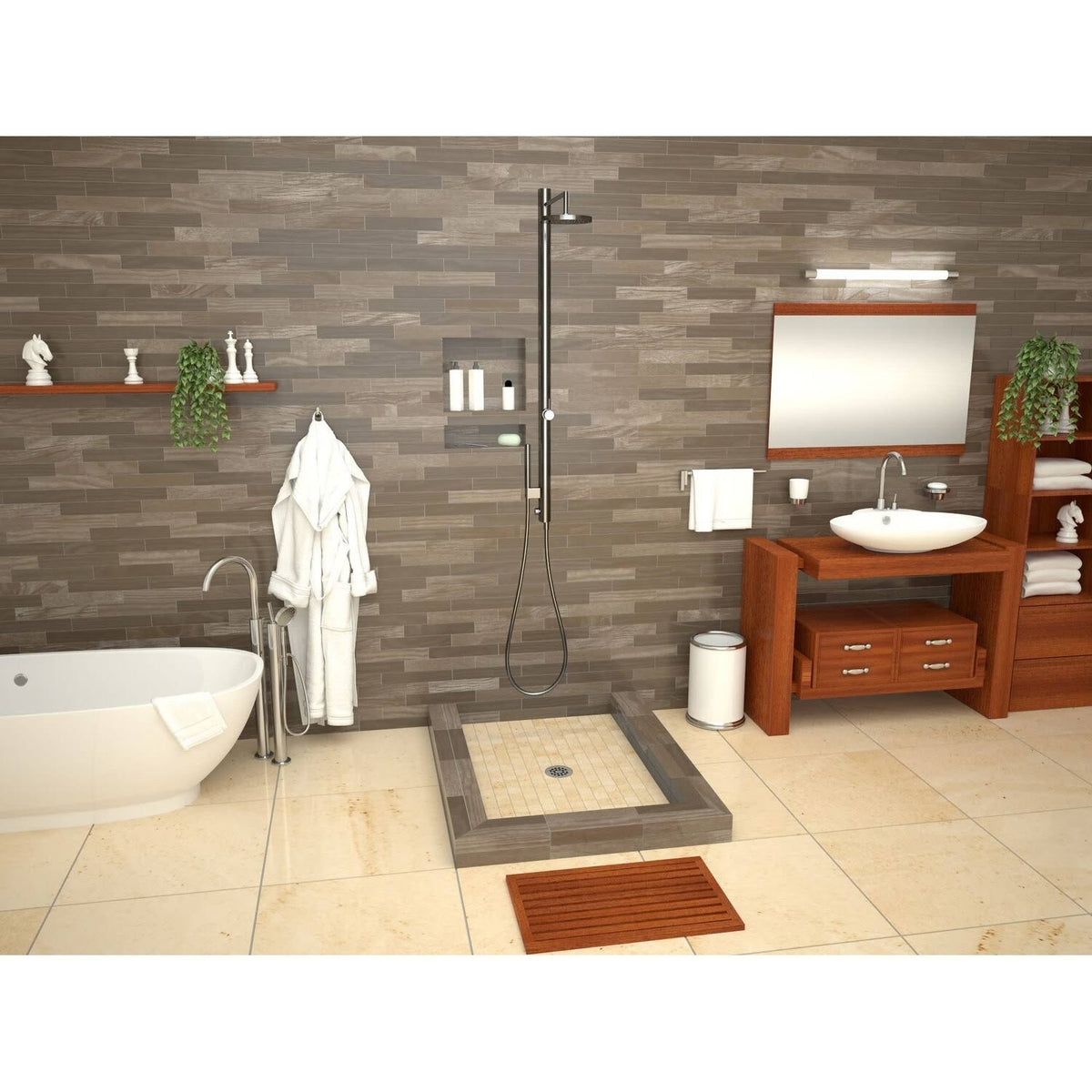 Triple Curb Shower Pan with Center Drain D138