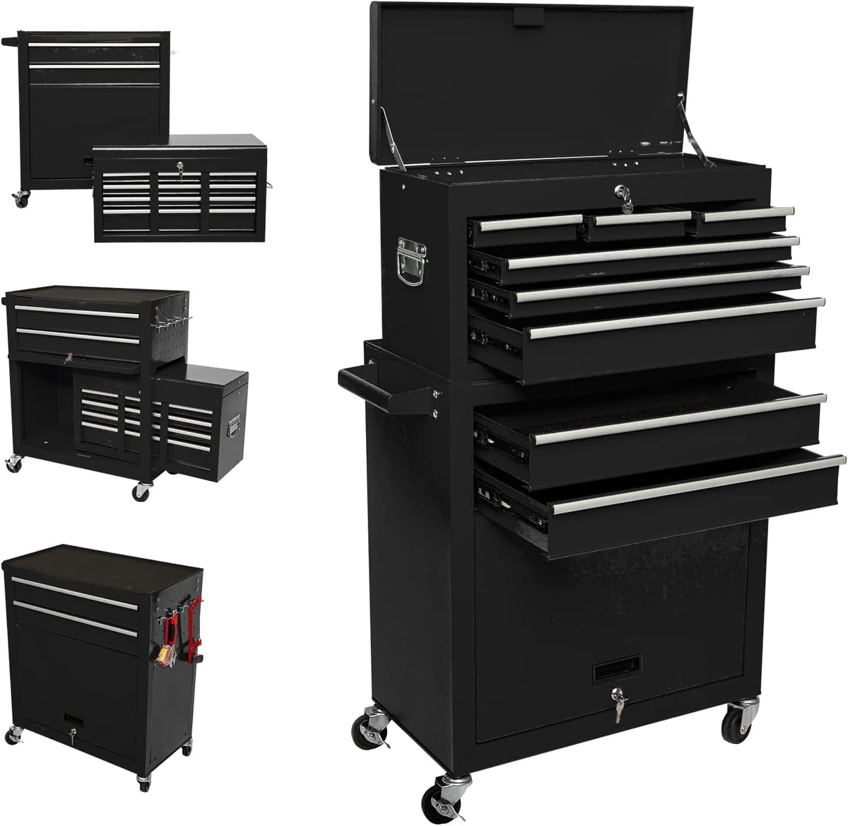 8-Drawer Red Rolling Tool Chest with Wheels O992