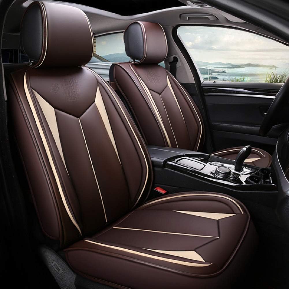 Brown 5 Seats Universal fit Leather Seat Cover Set O64886