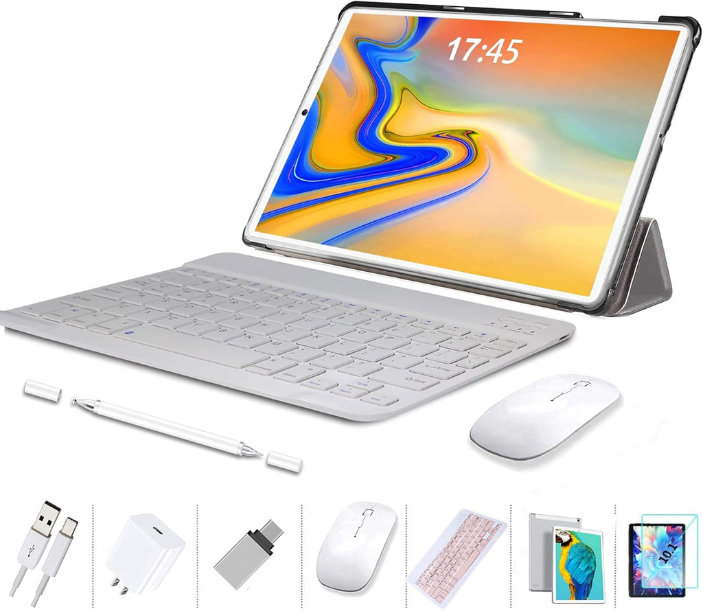 Pink Tablet with Wireless Keyboard Case and Mouse K728