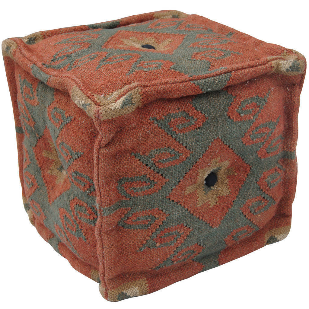 Indo Wool and Jute Pouf F33626