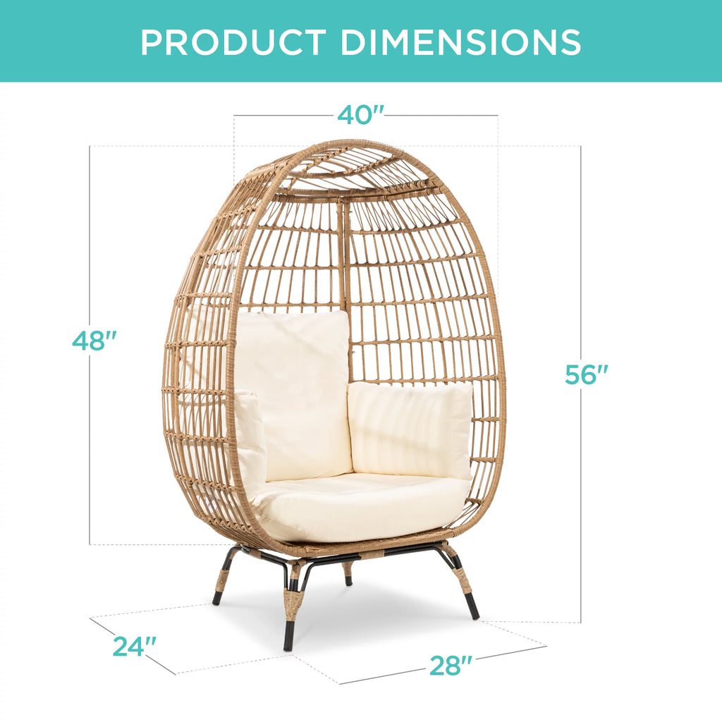 Oversized Wicker Egg Chair with Steel Frame B1776