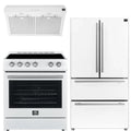 30 Electric Range, Range Hood and Refrigerator in White with Silver Handles Q957424
