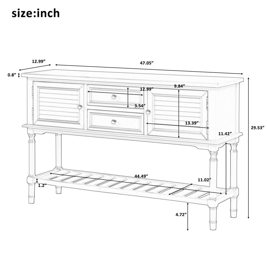 Light Green Console Table with 2 Drawers and 2 Cabinets R3509