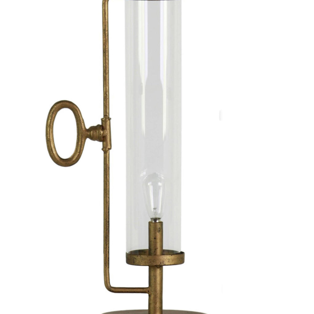 Antique Gold Metal Round Lantern with Glass Cylinder, Set of 2 T76013