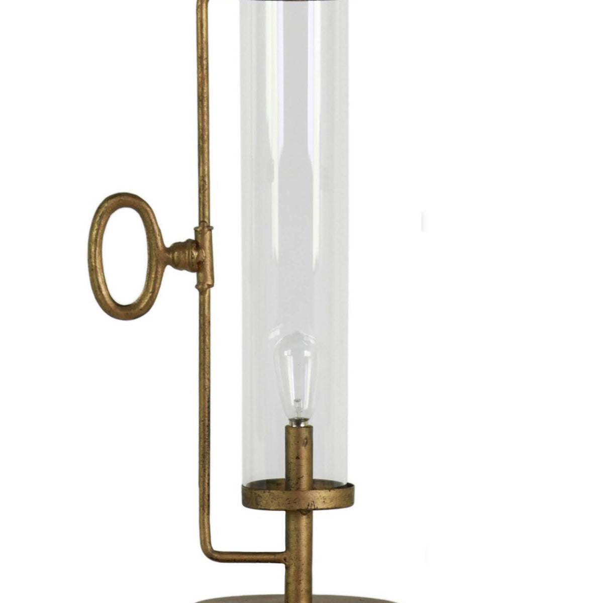 Antique Gold Metal Round Lantern with Glass Cylinder, Set of 2 T76013
