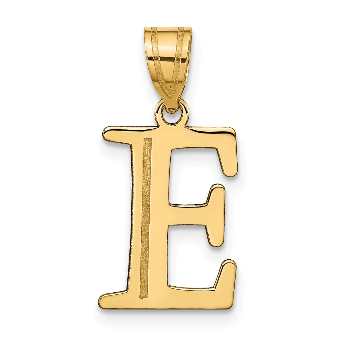 14K Yellow Gold Etched Letter E Initial Pendant Charm with 10K Yellow Gold Rope Chain Necklace 16'' T903499