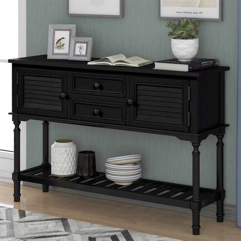 Light Green Console Table with 2 Drawers and 2 Cabinets R3509