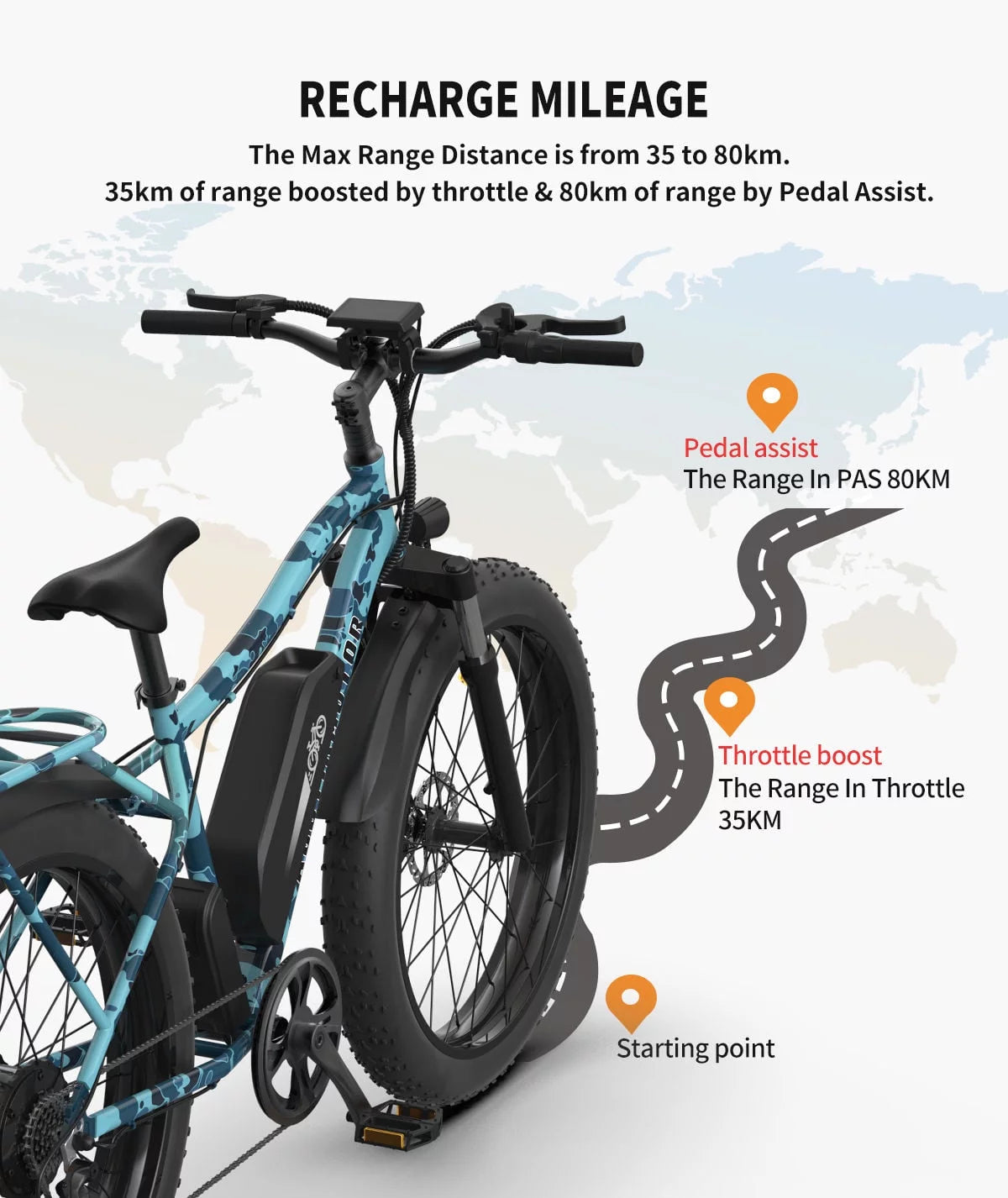 750W 48V 13AH Fat Tire Electric Mountain Bike R547
