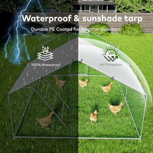 Large Metal Walk-in Chicken Coop with Cover S716547