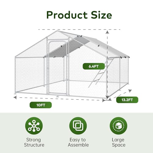 Large Metal Walk-in Chicken Coop with Cover S716547