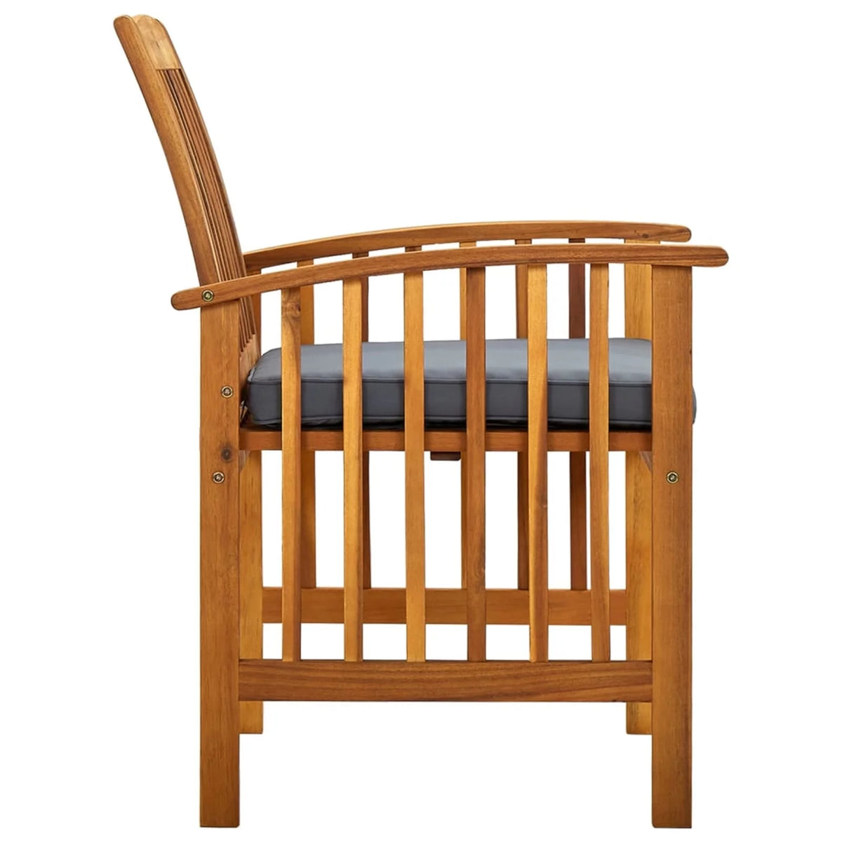 8 Piece Acacia Wood Outdoor Dining Chairs with Dark Gray Cushion N8546