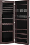 Lockable Wall-Mounted Jewelry Cabinet Armoire with 2 Plastic Trays Z65408