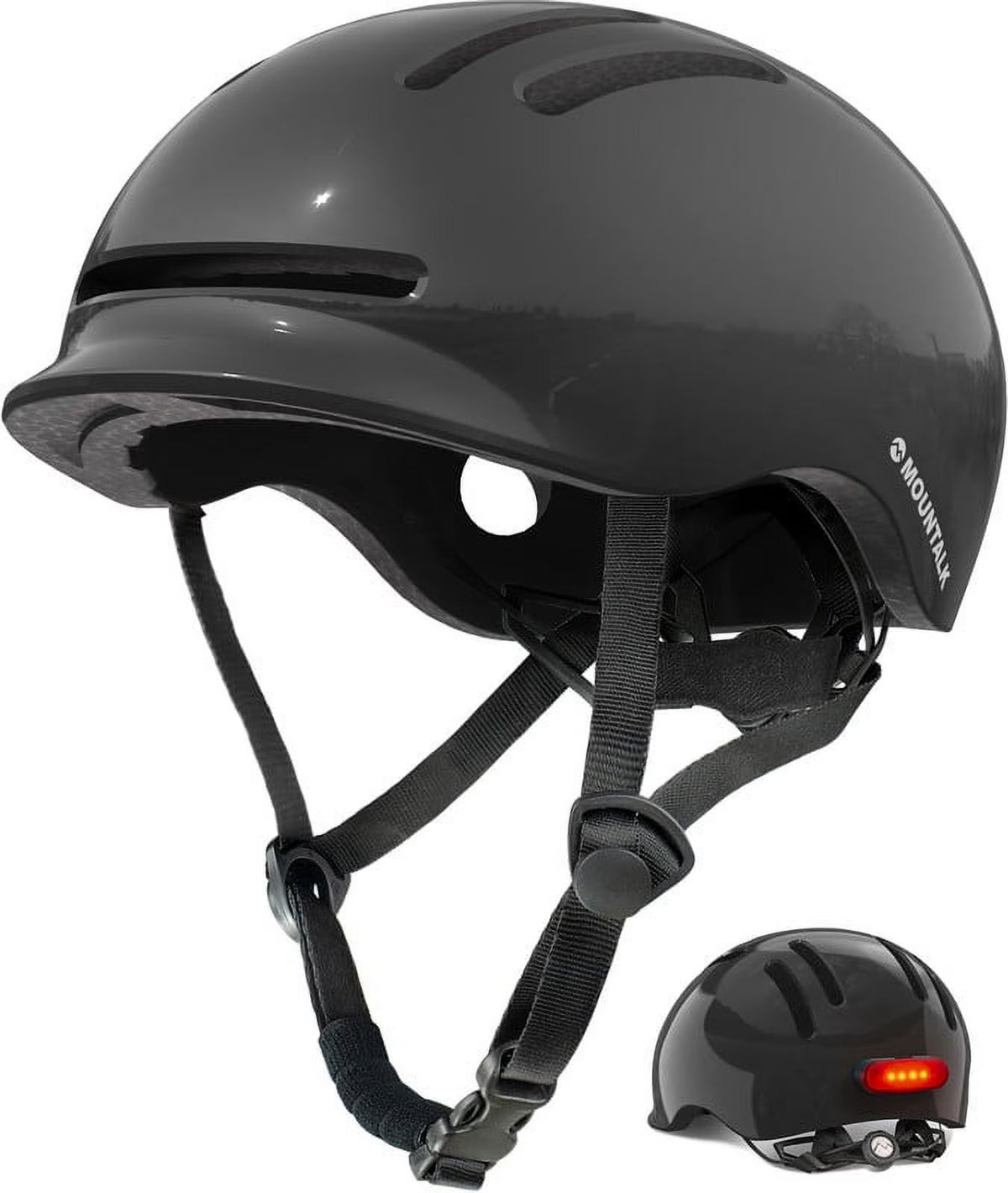 Black Bicycle Helmet with Light E3655