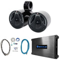 Black Marine Boat Wakeboard Tower Speakers with Amplifier and Wires L849