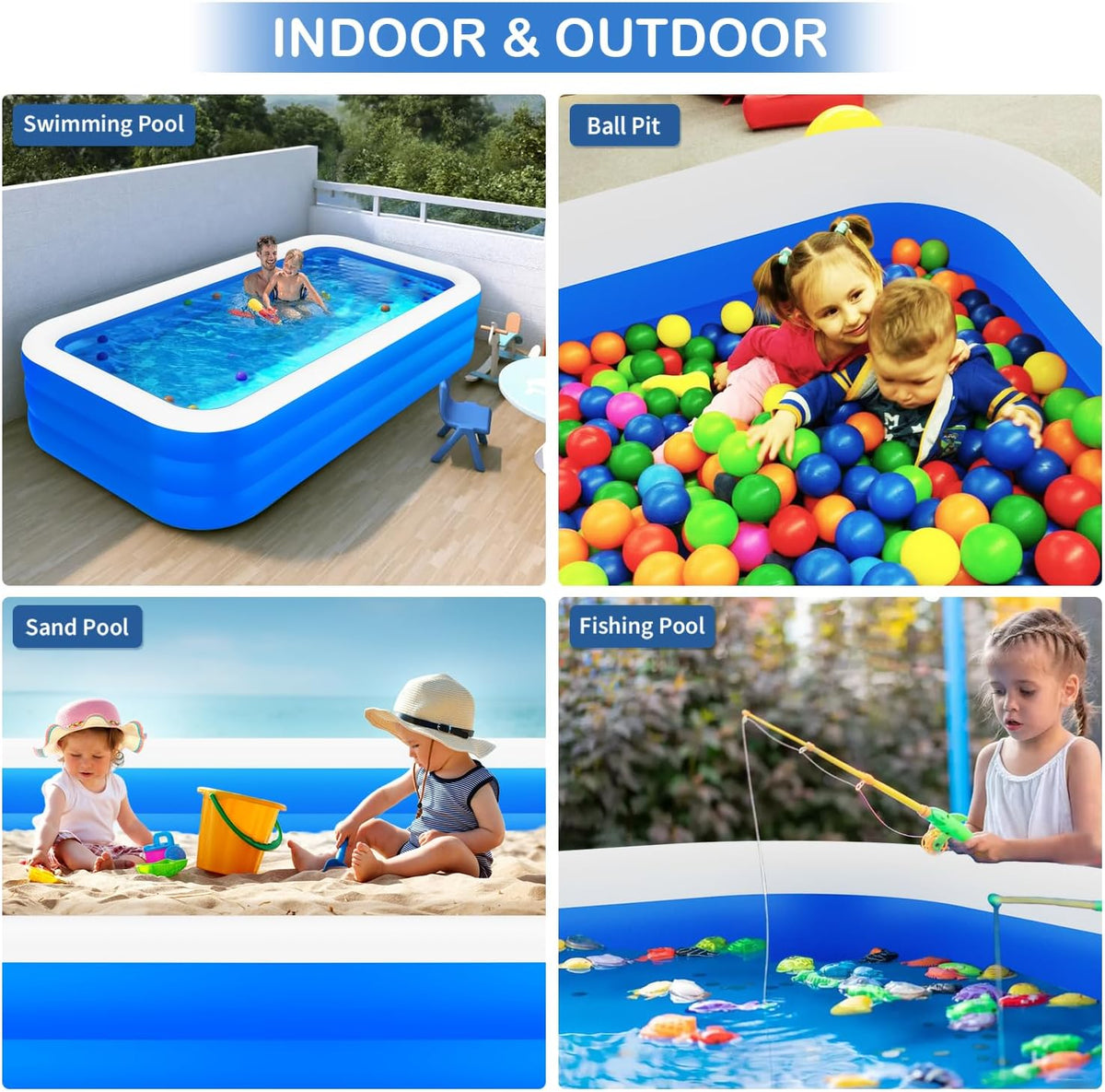 145" X 74" X 22" Inflatable Swimming Pool L9268