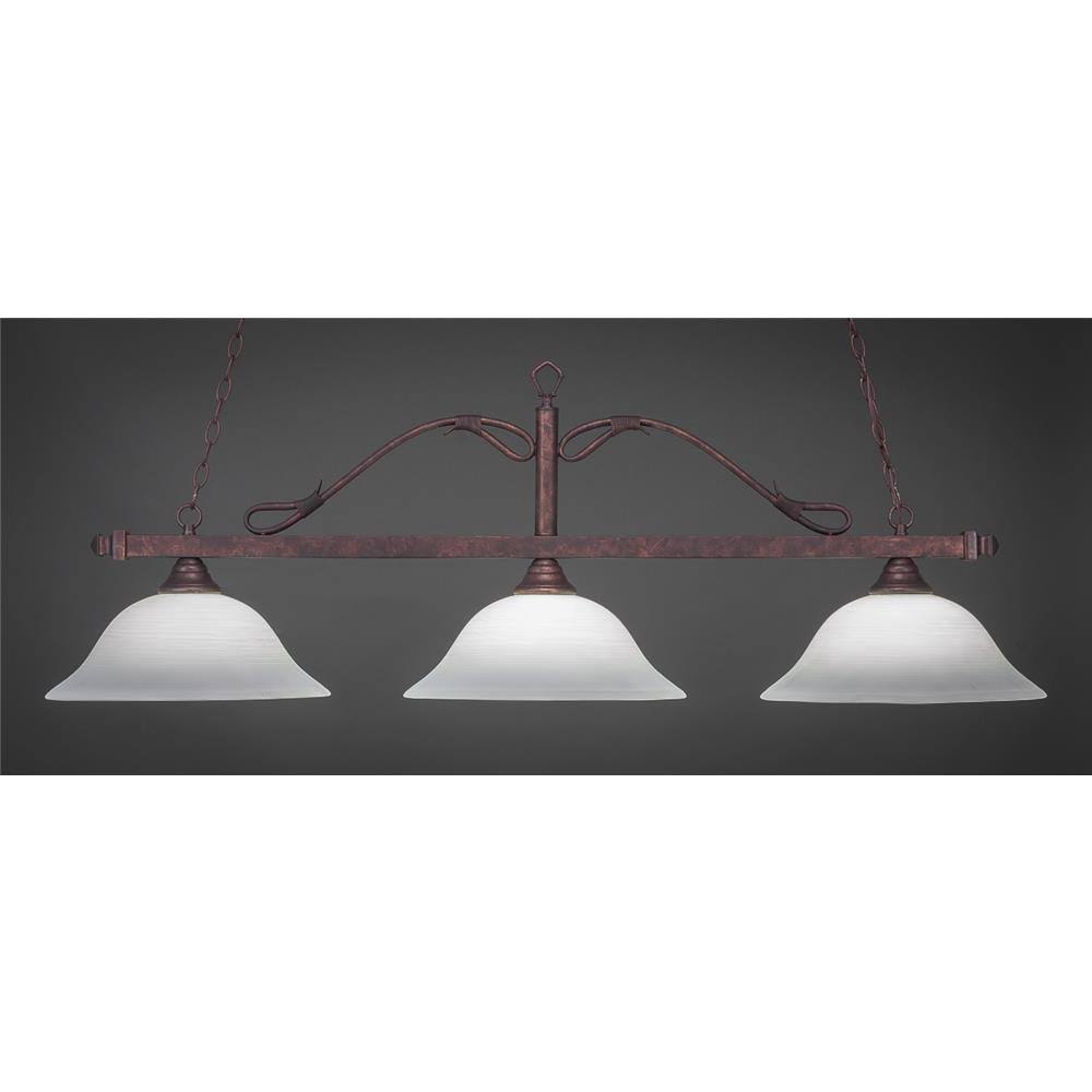 Three Light Billiard Bronze Finish with White Linen Glass L13184