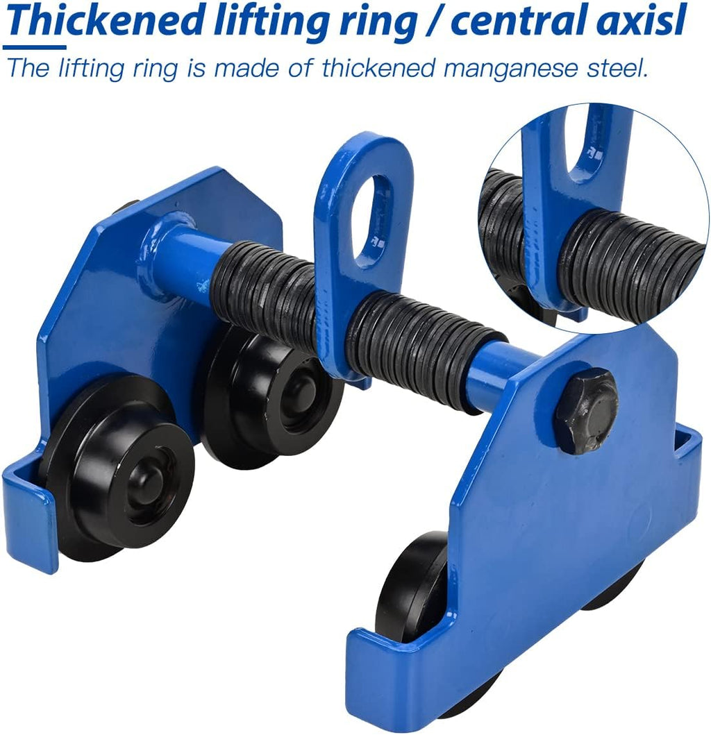 Heavy Duty Push Beam Trolley, 2200LBS Capacity, 2.1-6 in Adjustable Flange, Pack of 2 X8773