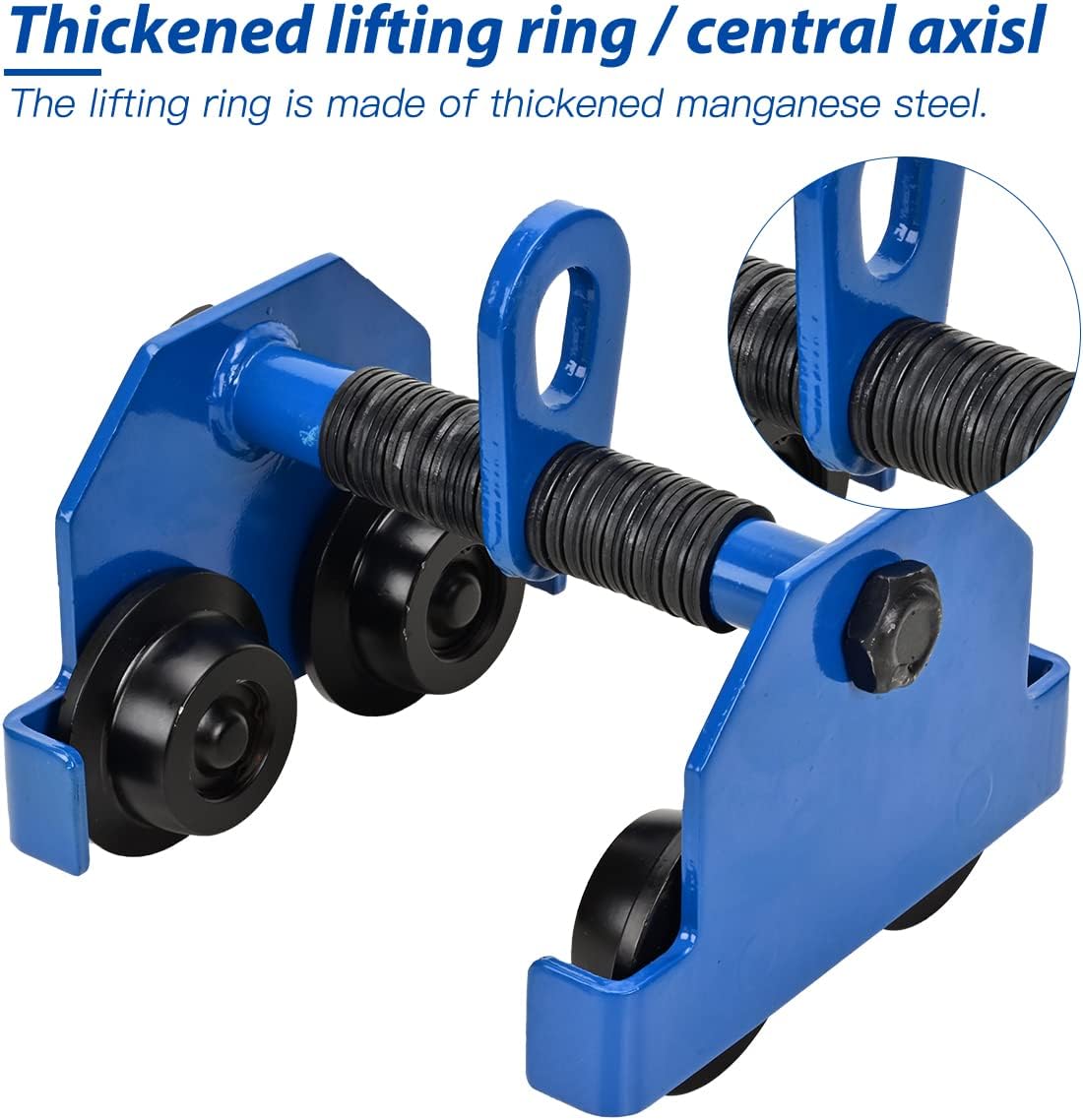 Heavy Duty Push Beam Trolley, 2200LBS Capacity, 2.1-6 in Adjustable Flange, Pack of 2 X8773