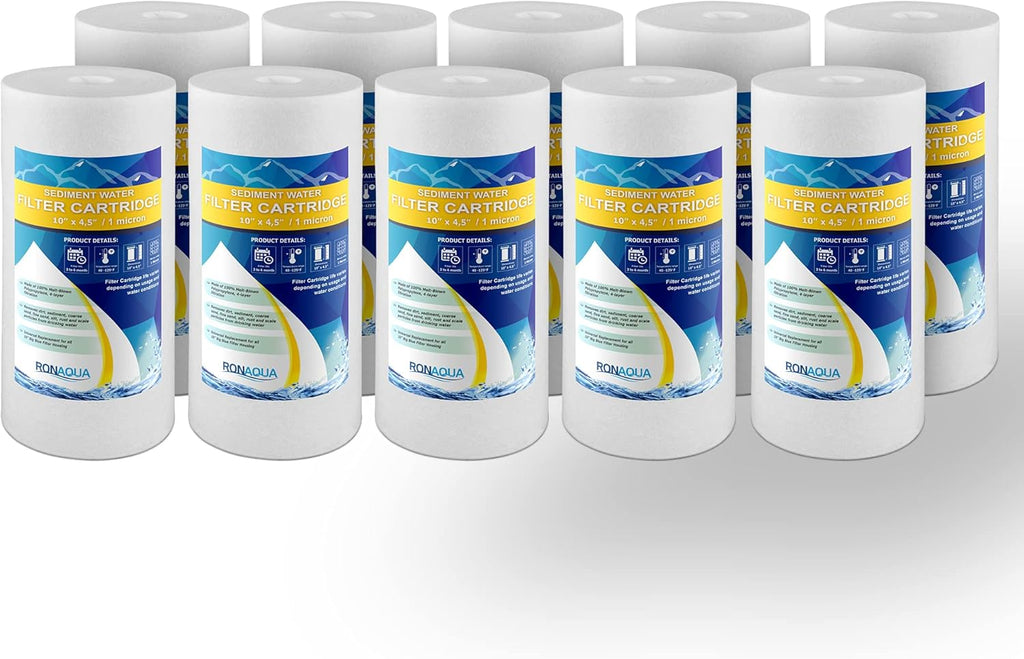 Sediment Replacement Water Filters 1 Micron 4.5x 20 Cartridges 10 Pack T997