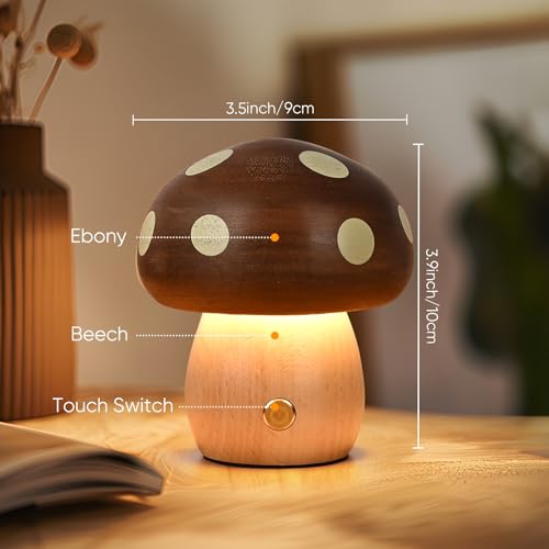 2 Pack Wood Mushroom Table Lamp V495